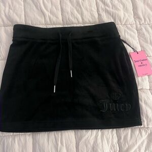 Juicy Couture Black Velour Mini Skirt with Drawstring Waist